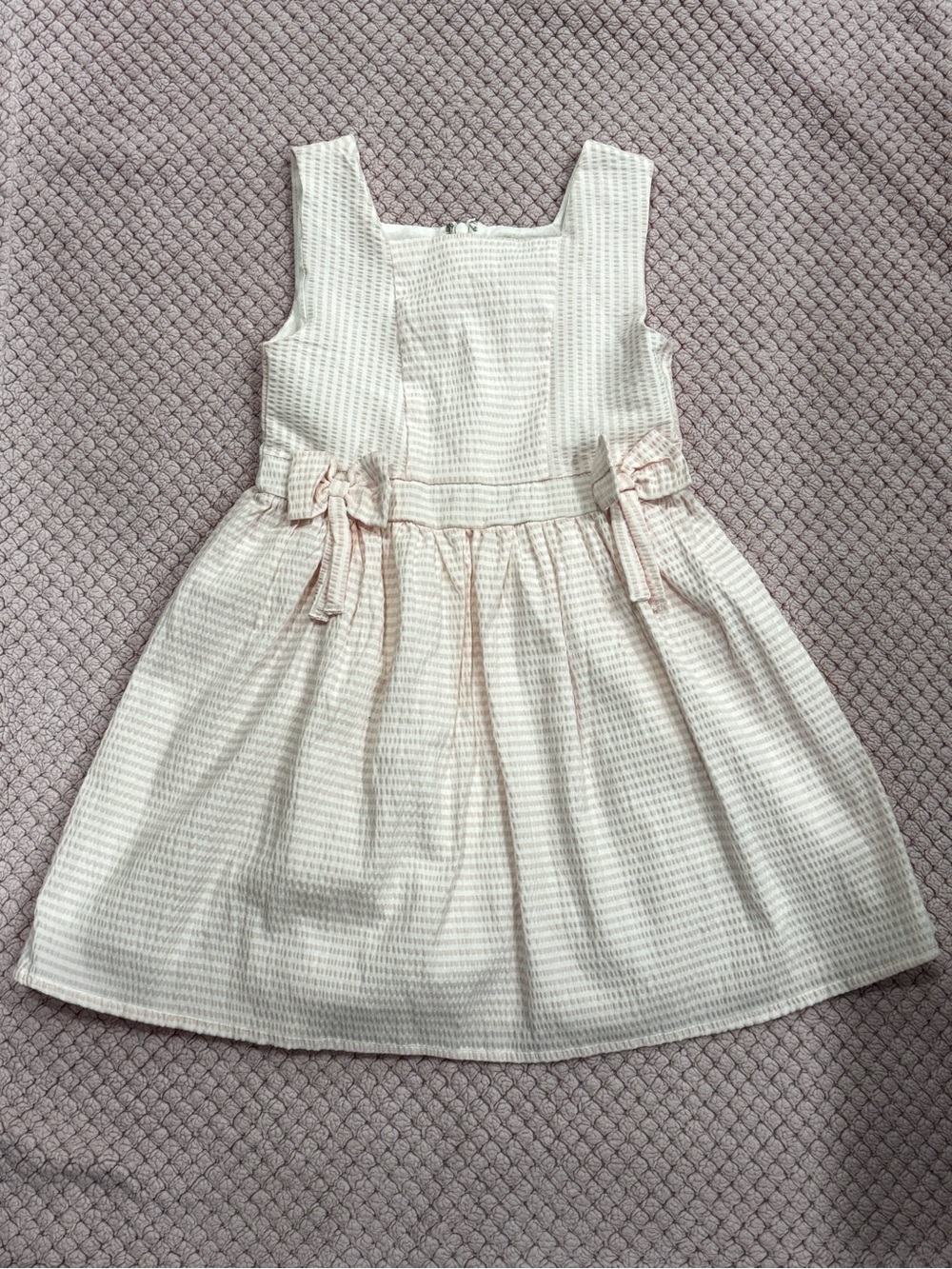 5, btween Pink Textured Bow Detail Sleeveless Dress